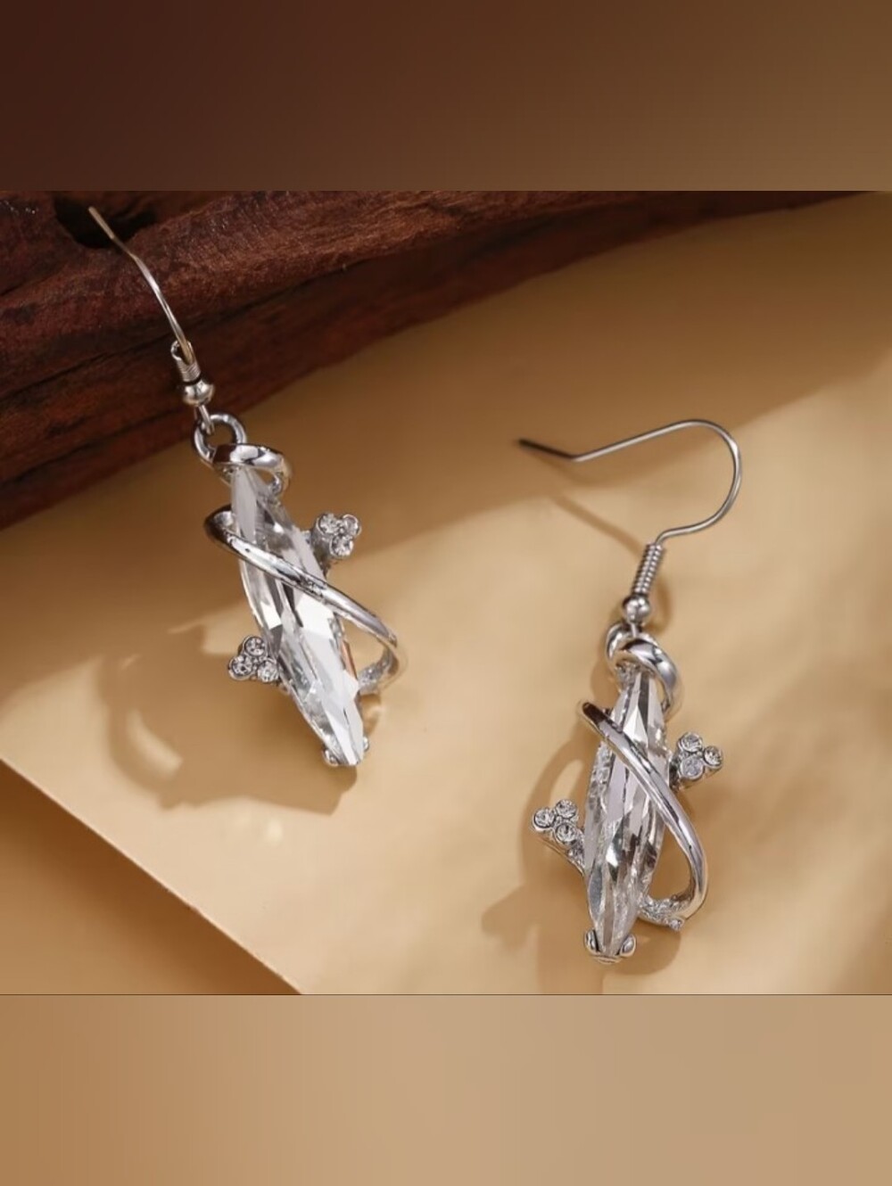 $8 Each Or Bundle 5/$20 Clear Crystal Silver Spiral Drop Earrings